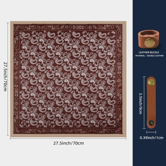 ⚡Men G-Brown Necktie 27.5 Inches Cowboy Scarves Pocket Square Silk Bandanas - Picture 3 of 8